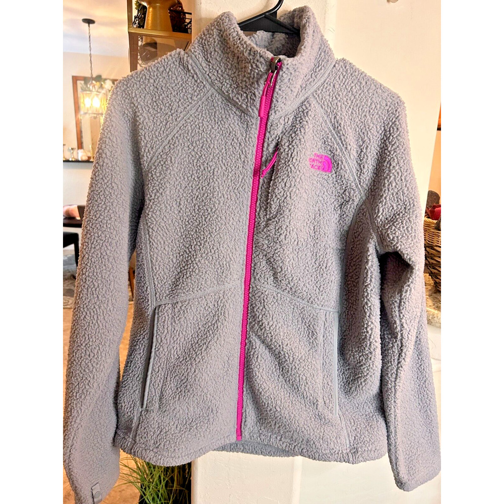 The North Face Gray Fleece Jacket with Pink Trim